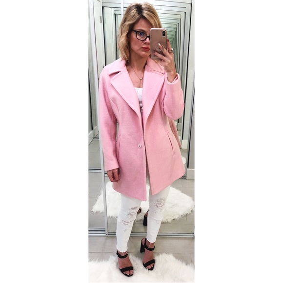 J.O.A. Jackets & Blazers - J.O.A. Oversized Coat in Baby Pink